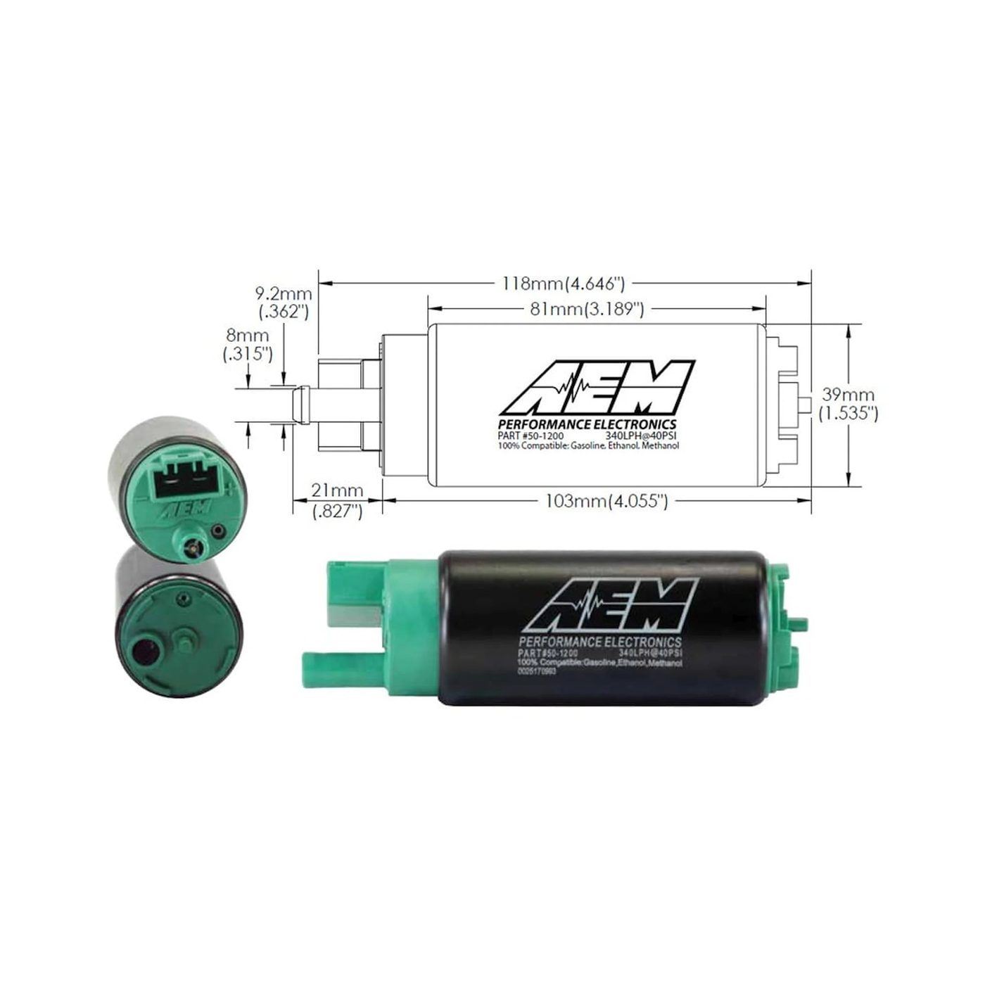 AEM 高流量缸內式燃油泵（340 LPH・E85 相容） 50-1200