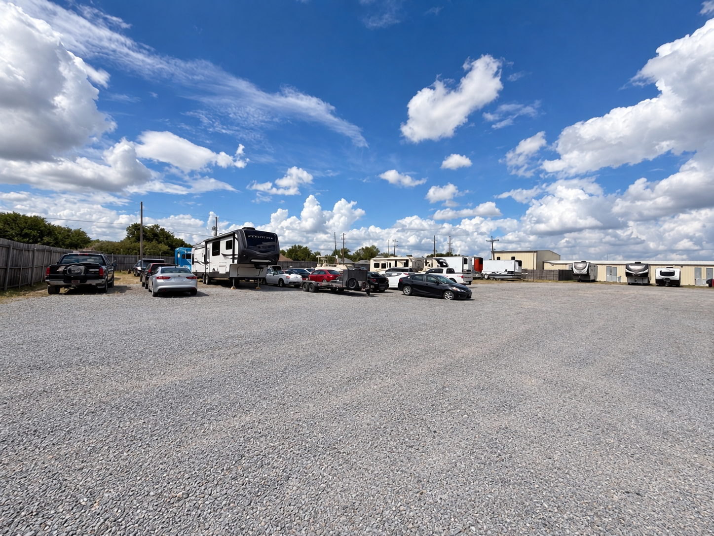 Uncovered storage for larger vehicles at Wildman Warehouse in Youngsville