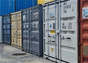 Example row of enclosed storage containers with individual doors