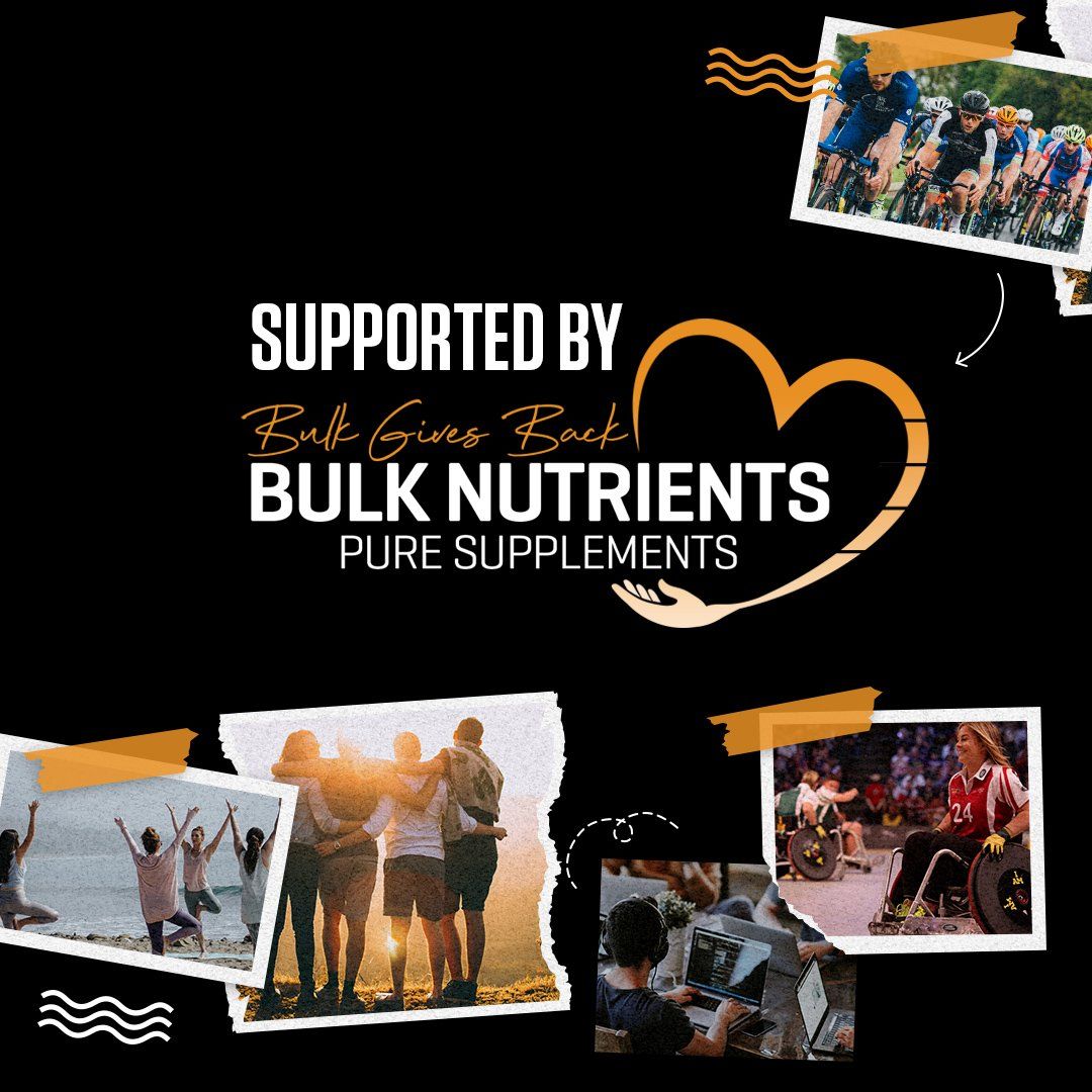 Sponsored by Bulk Nutrients Pure Supplements, with a collage of outdoor fitness and group activity photos