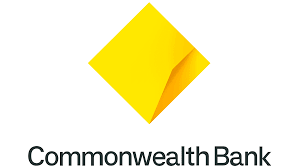 Commonwealth Bank logo: yellow diamond icon above black text on a white background