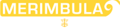 Yellow banner reading “MERIMBULA” with a small gold emblem beneath the text.