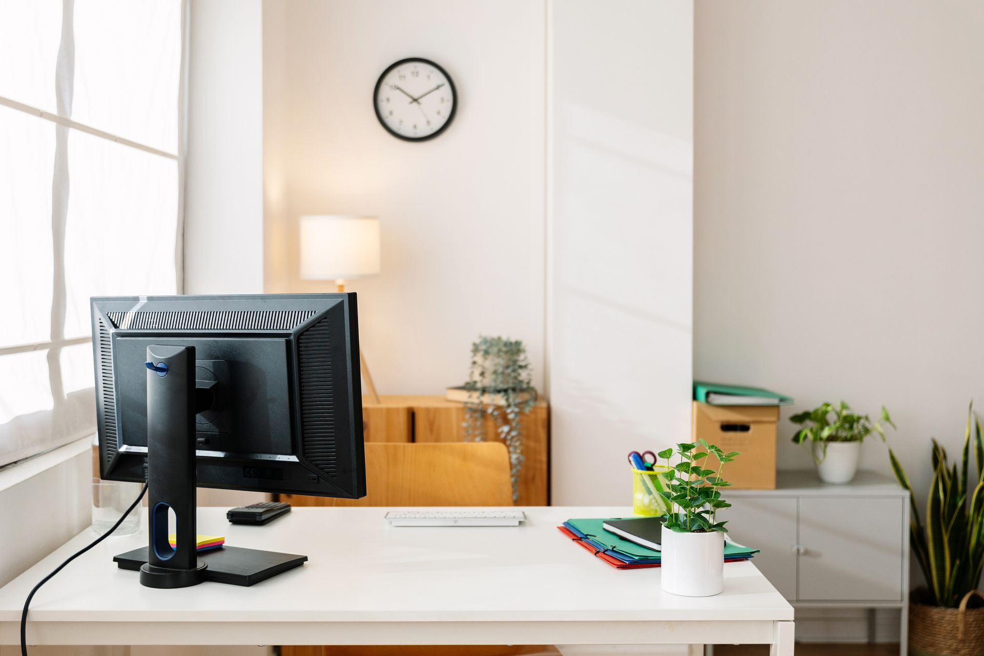 Small office workplace at bright apartment. Small office workplace at bright apartment.