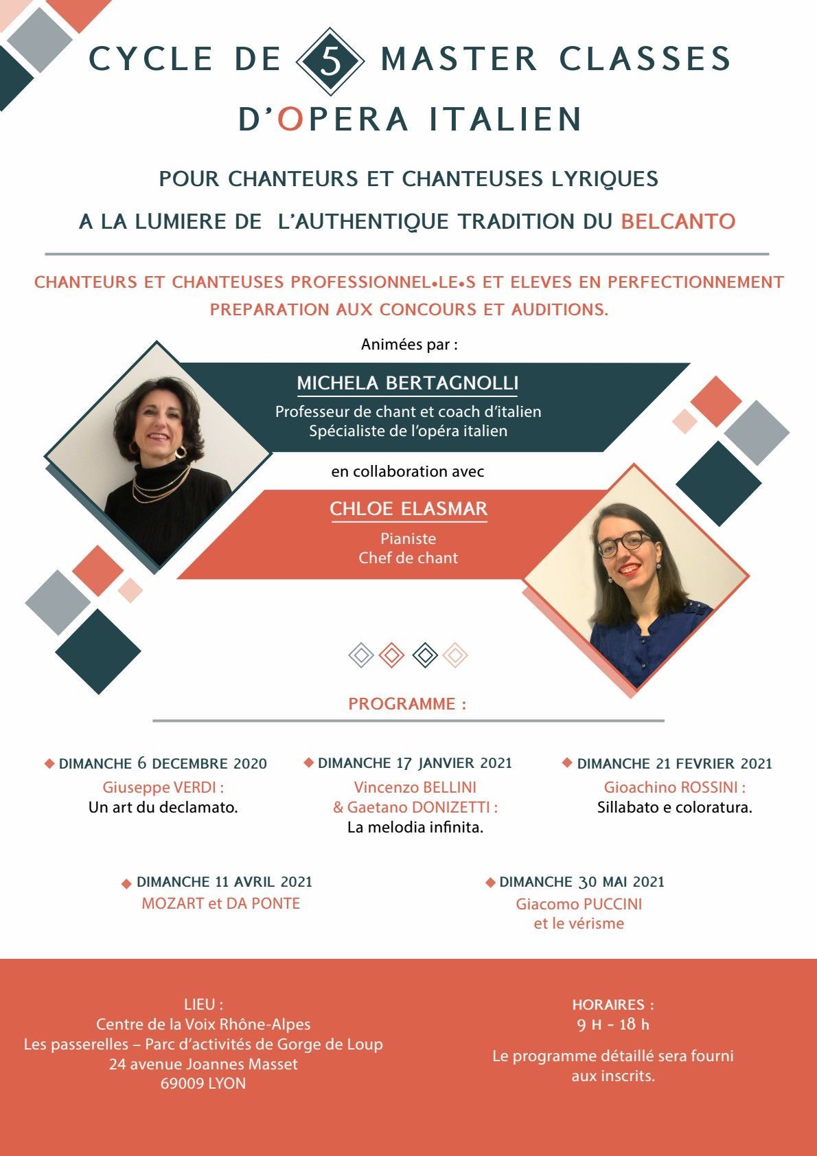 Affiche pour un cycle de master class d'opéra italien