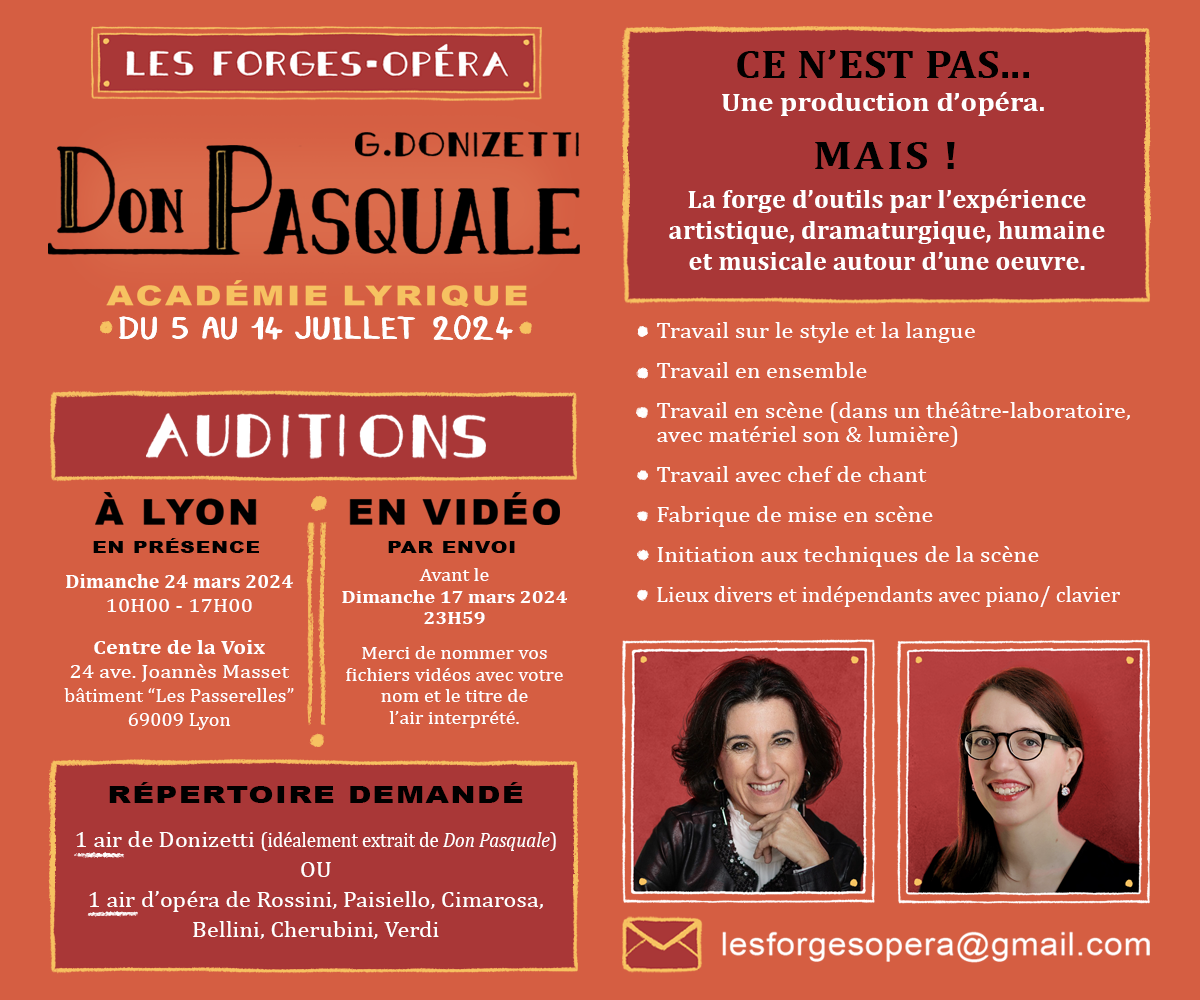 Auditions pour les Forges-Opéra 2024 : Don Pasquale de Donizetti
