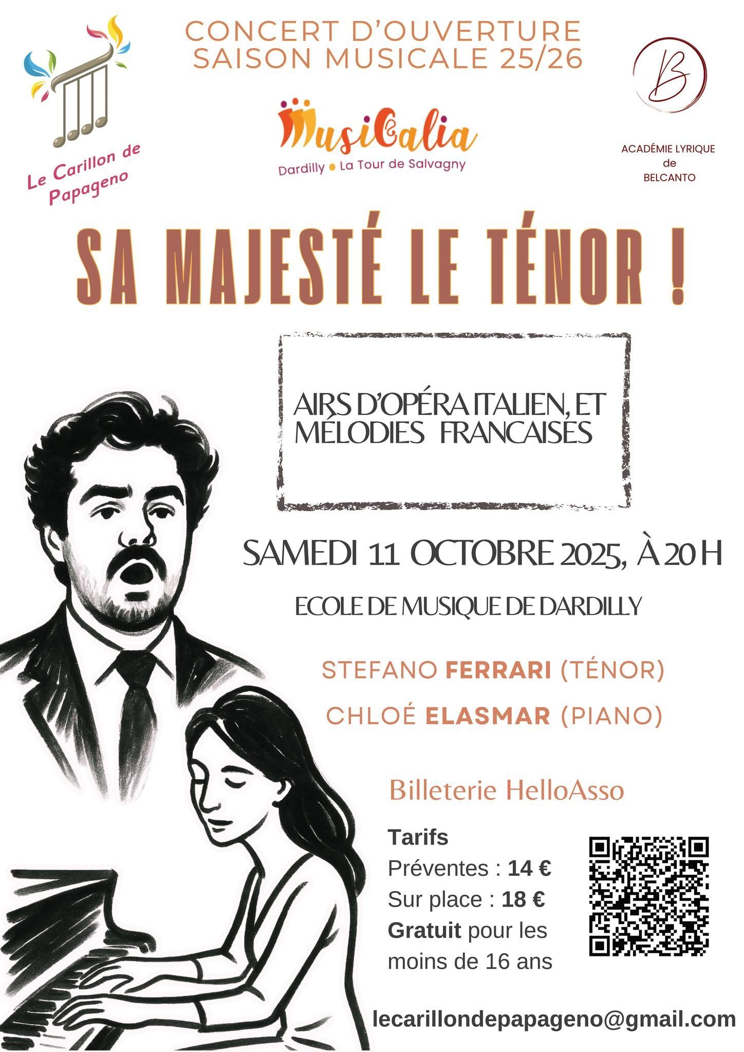 Affiche pour un concert de ténor. Répertoire italien et français. Le titre est « Sa Majesté le Ténor ».