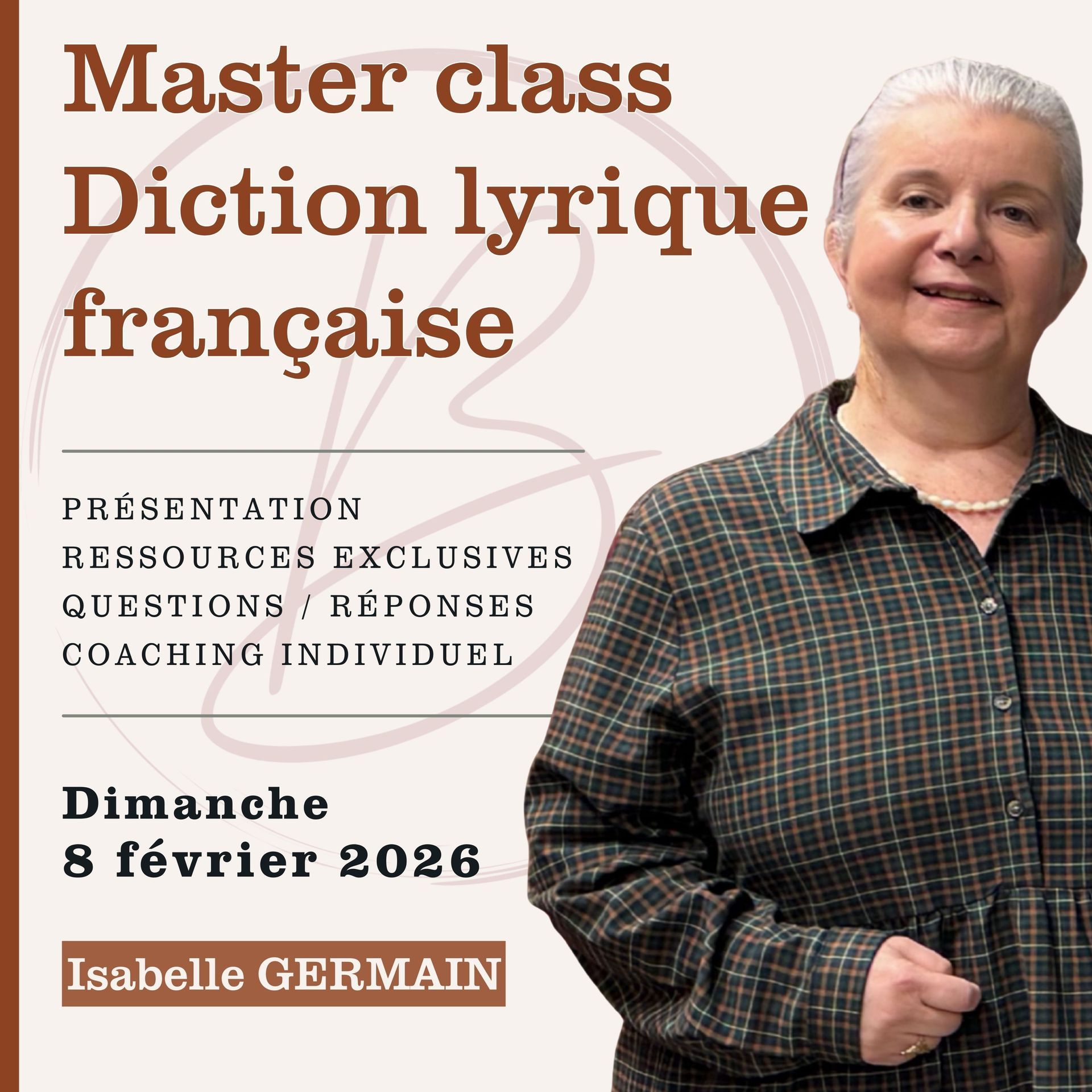 Master class Diction lyrique française avec isabelle germain