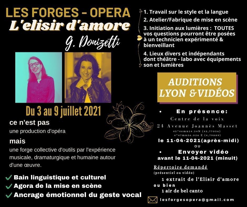 Auditions pour Forges-Opéra 2021 : L'Elisir d'amore de Donizetti