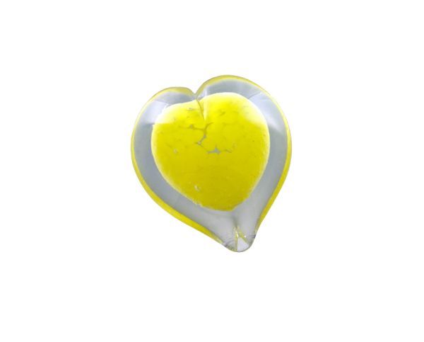 Yellow heart-shaped balloon with a silver outline on a white background