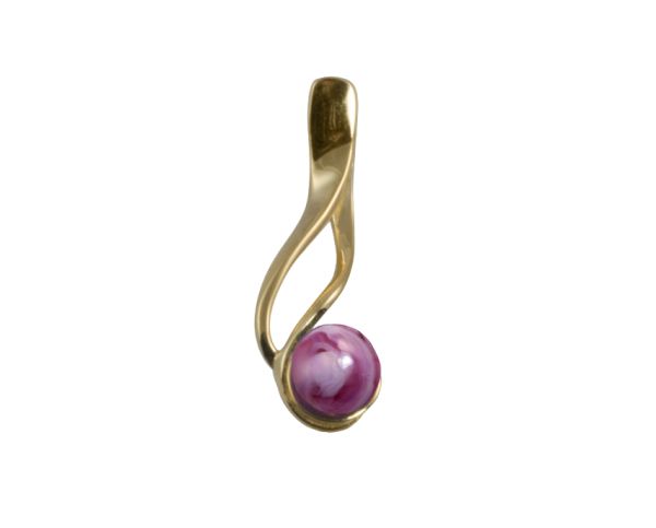 Gold pendant with a purple gemstone bead