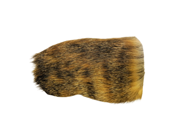 Brown and black fur swatch on a white background