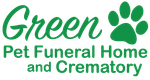 Green Pet Funeral Home and Crematory logo with a green paw print