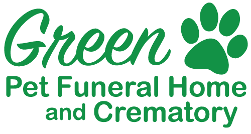 Green Pet Funeral Home and Crematory logo with a green paw print
