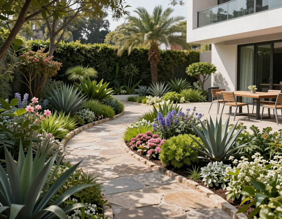 Proyecto de diseño de jardín con plantas ornamentales
