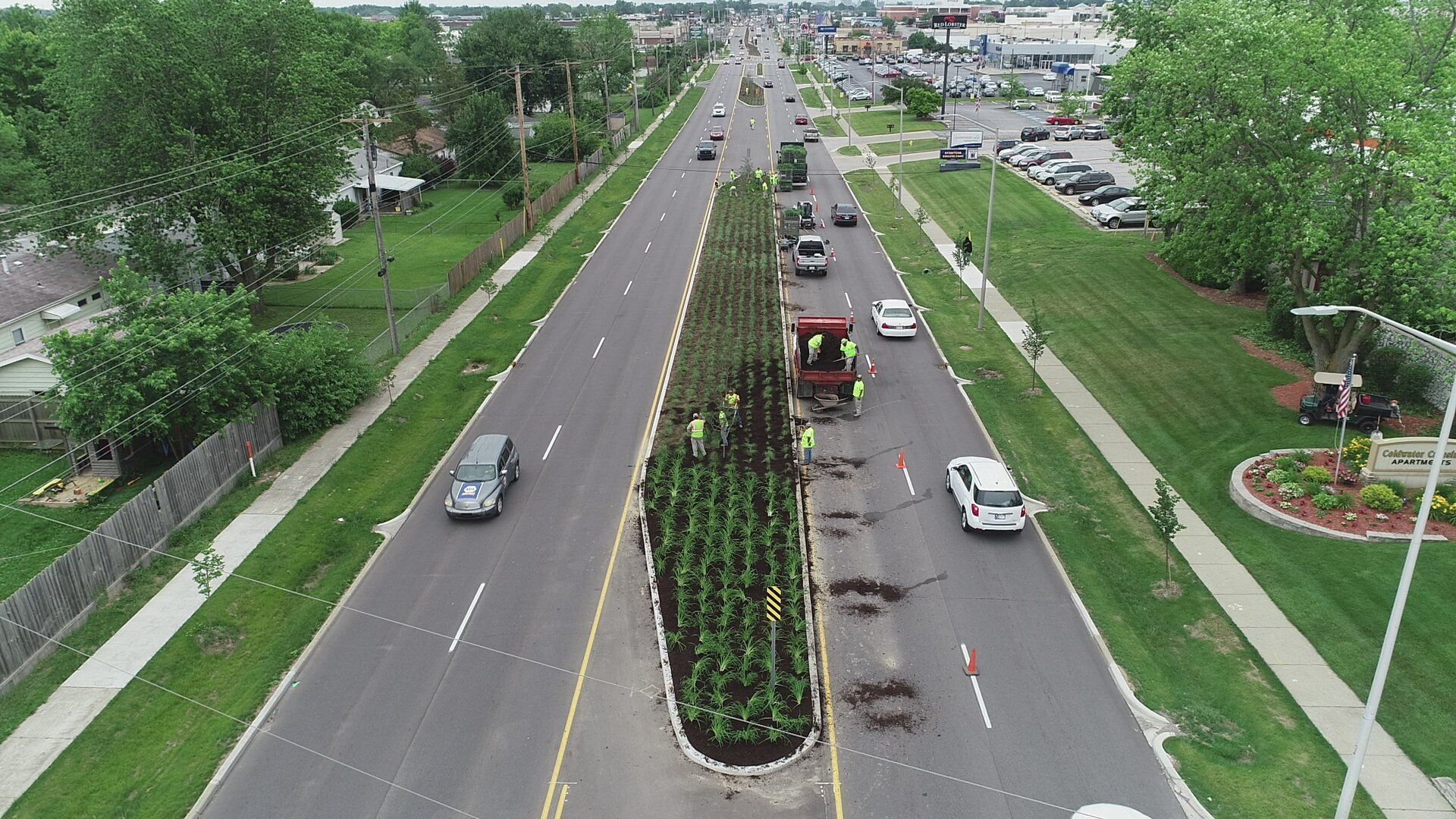 Coldwater Road construction landscaping by Harlow Enterprises Incorporated