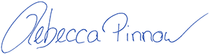blaue Unterschrift der Bestatterin Rebecca Pinnow, Chefin des Bestattungshauses Alfred Roth in Remscheid