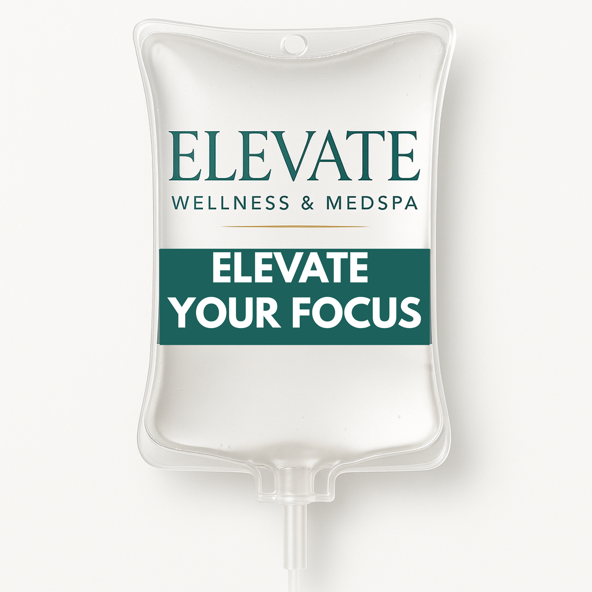 A iv bag with the words `` elevate your focus '' on it.