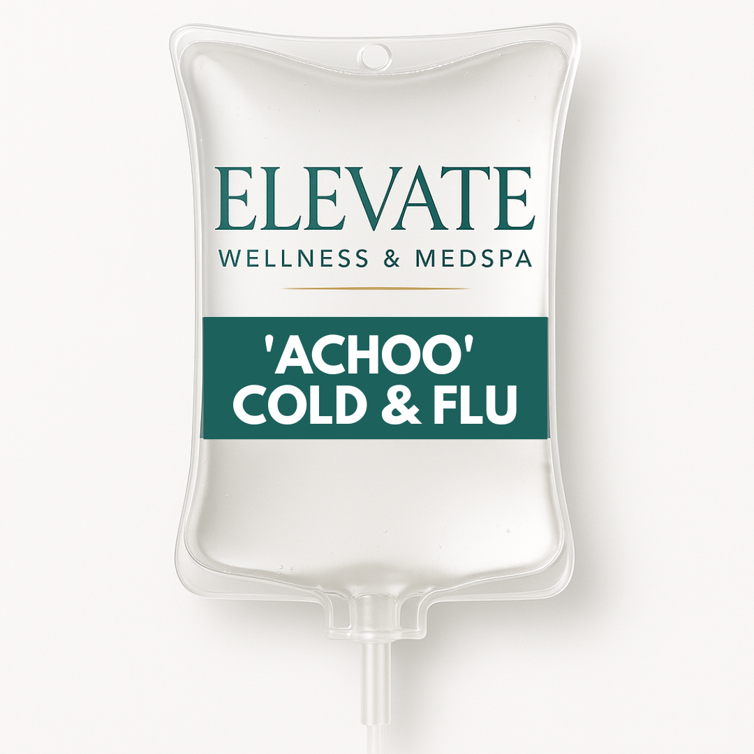 A bag of elevate wellness and medspa 's achoo cold and flu