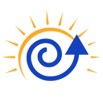 The logo for adventure holidays lanzarote.com has a swirl and an arrow.