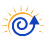 The logo for adventure holidays lanzarote.com has a swirl and an arrow.