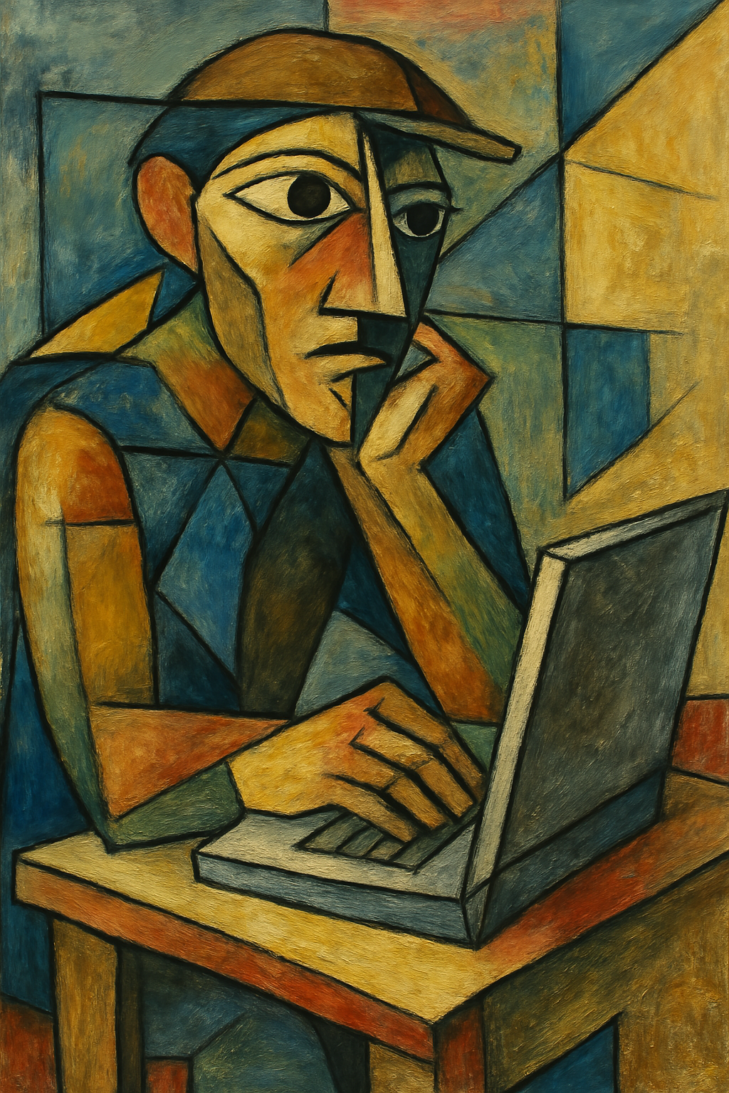 Abstract cubist style portrait illustration