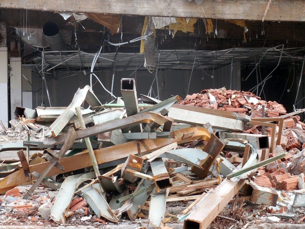 Dishevelled construction debris