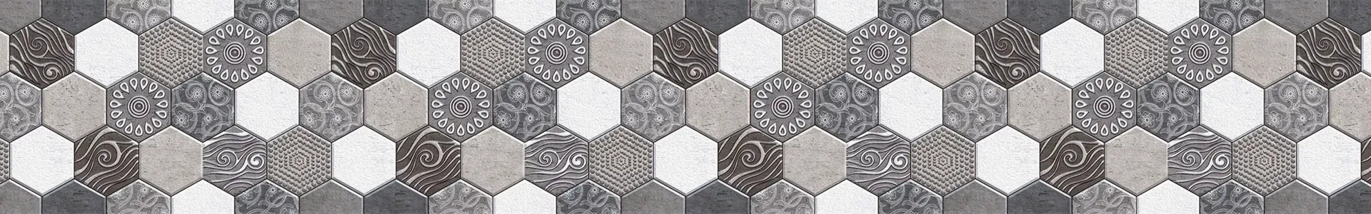 A gray and white polka dot pattern on a white background.