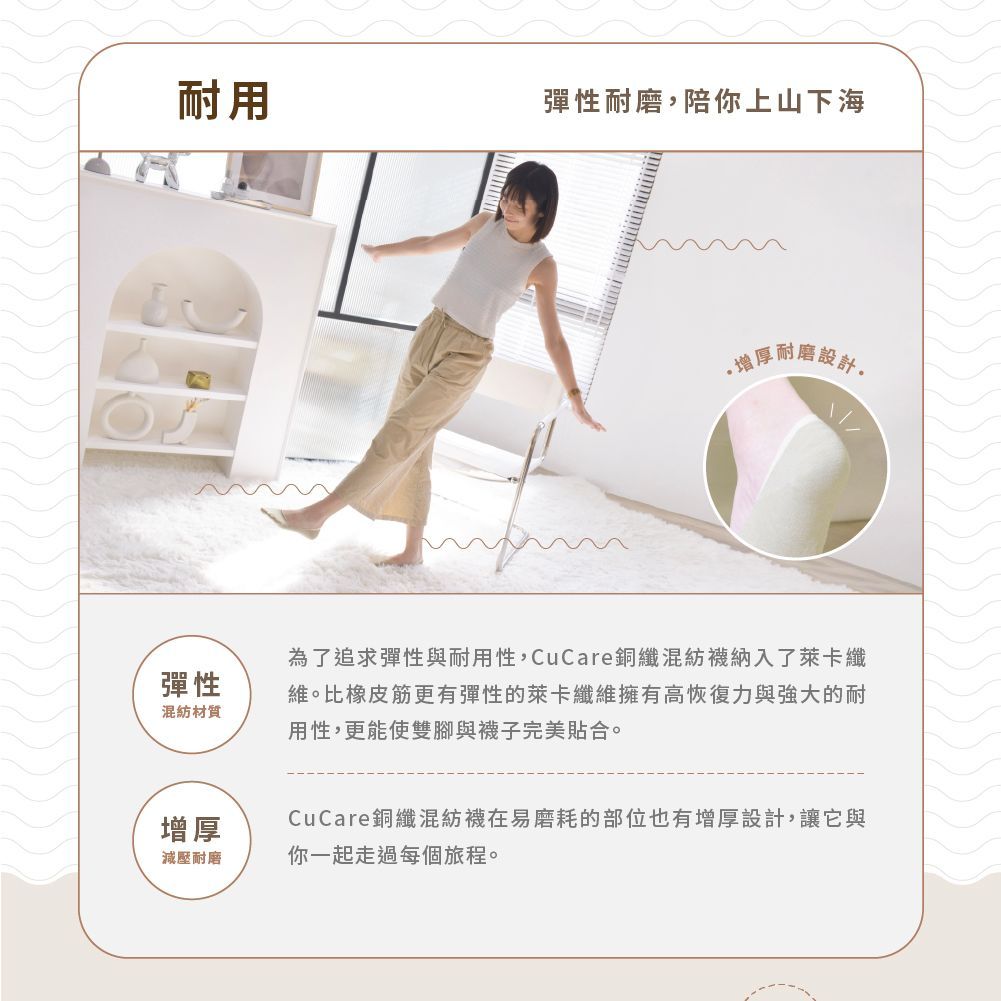 CuCare銅纖抗菌除臭襪（抗菌、除臭、吸濕排汗、乾爽、舒適、銅纖維襪、中性襪）