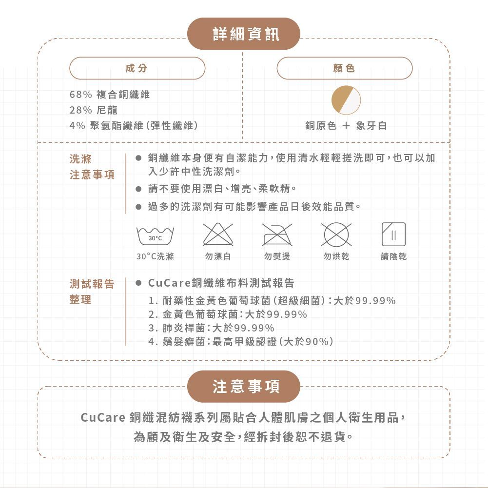 CuCare銅纖抗菌除臭襪（抗菌、除臭、吸濕排汗、乾爽、舒適、銅纖維襪、中性襪）