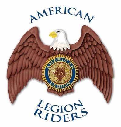 The American Legion Riders logo featuring a brown eagle with a blue and gold American Legion emblem on a white background.