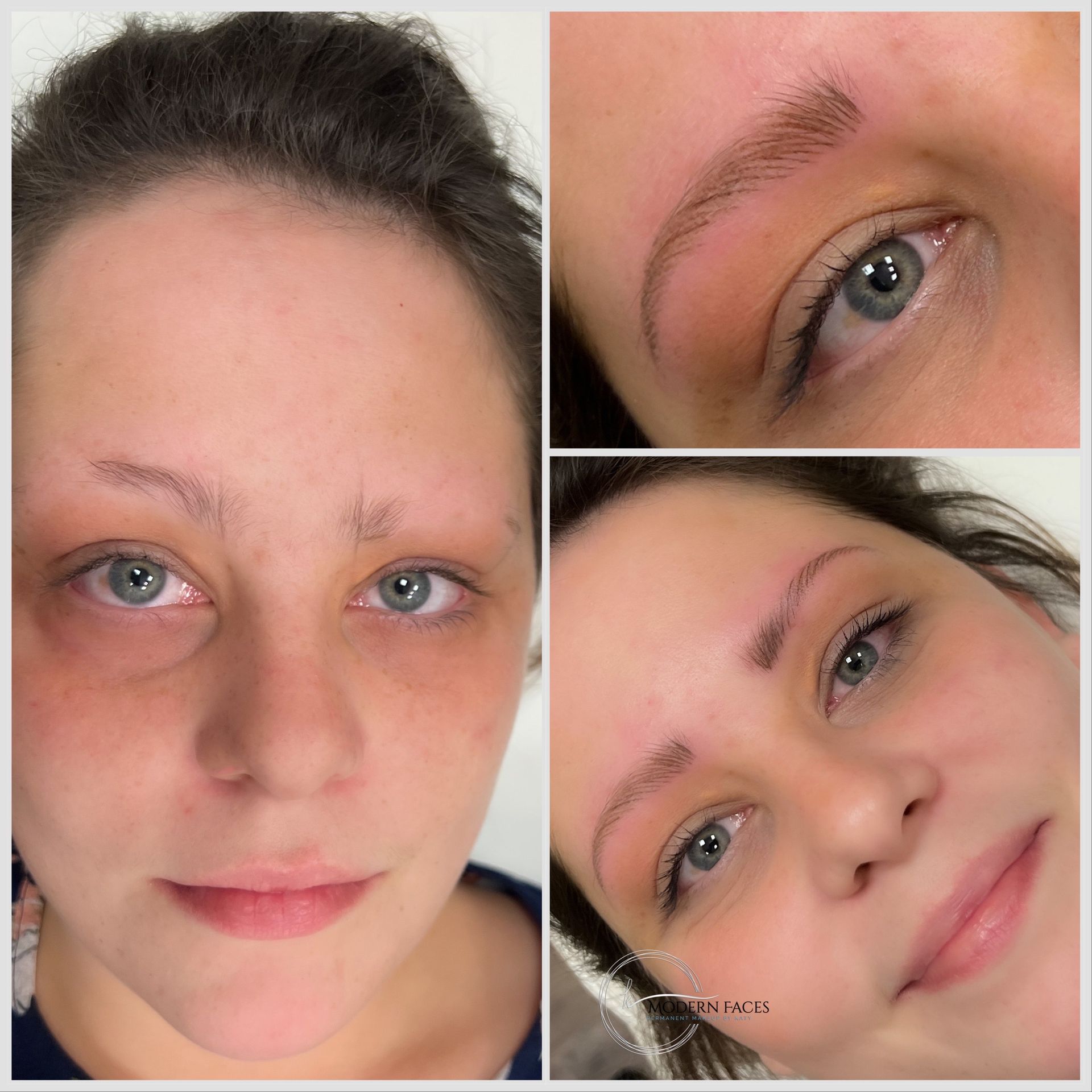 Stylish eyebrows created with microblading method