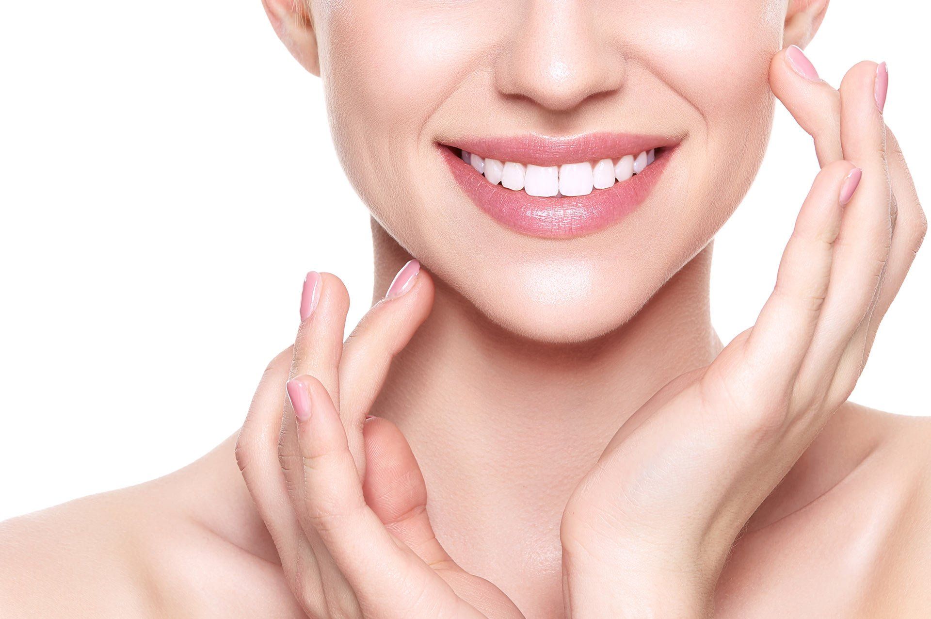 white woman with pink lips