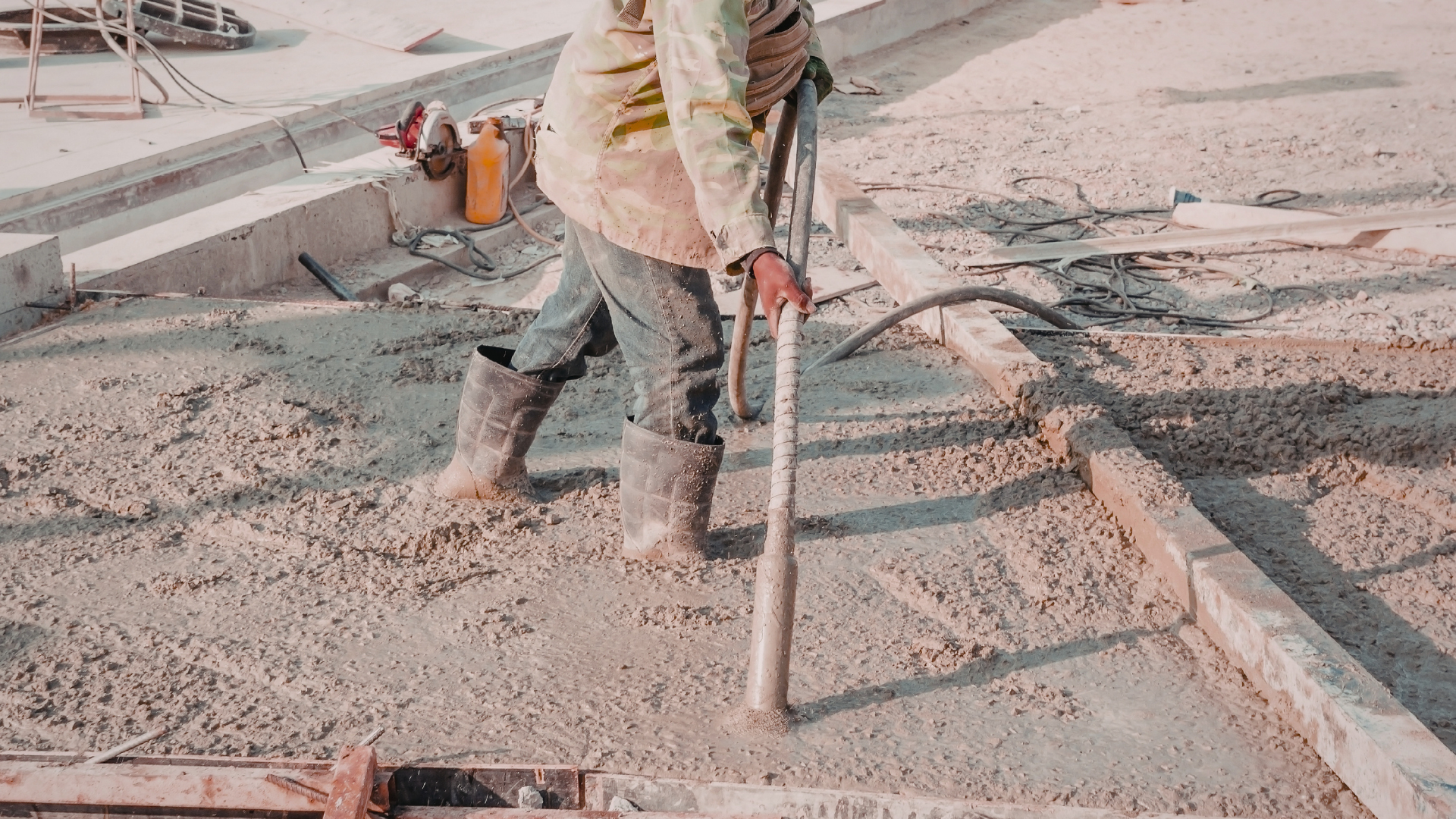 Lindenhurst Concrete Pros crew working on residential driveway project