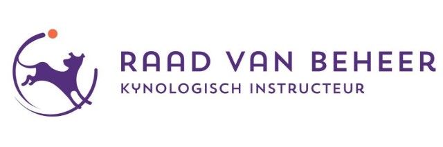 Purple logo with dog and handler silhouette, text “Raad van Beheer” and “Kynologisch Instructeur”