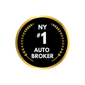 A black and gold badge that says ny # 1 auto broker