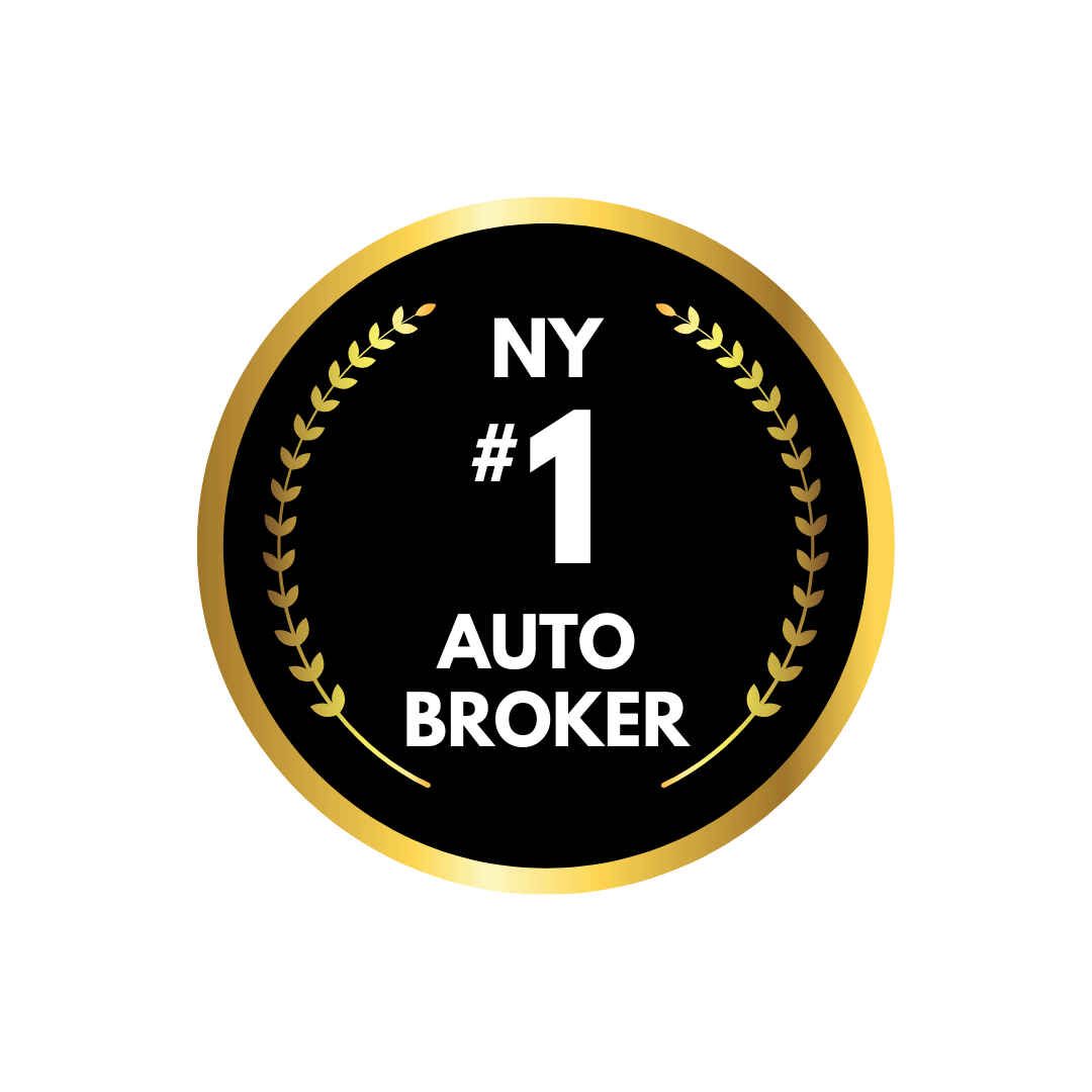 A black and gold badge that says ny # 1 auto broker