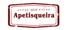 Logotipo com a palavra “Apetisqueira” em bordô sobre fundo branco, emoldurado por um retângulo arredondado bordô e “2016” acima.