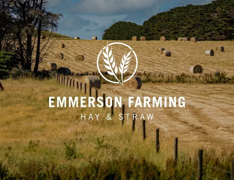 A logo for emmerson farming hay and straw