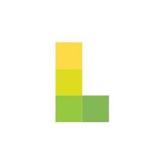 The letter l is made of yellow and green squares on a white background.