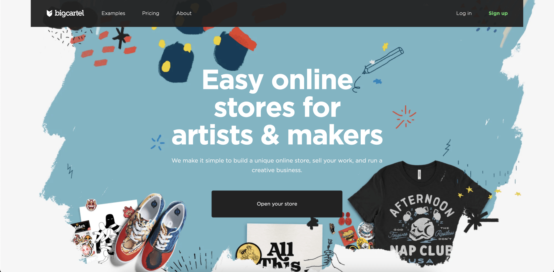 A website that says easy online stores for artists and makers