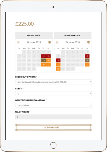 A tablet with a calendar on it and a price of 225.00