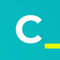 A blue background with a white letter c on it