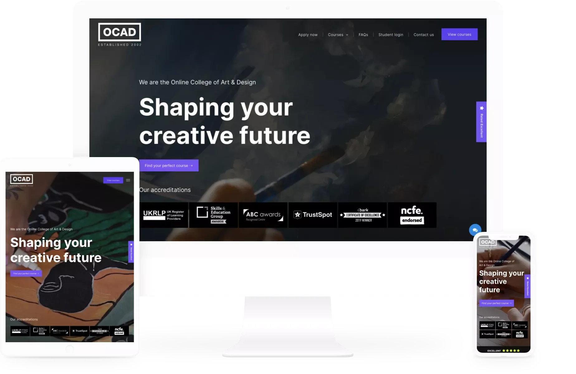 Online College of Art & Design Portfolio page. Web Design by Cotswold Web Cheltenham