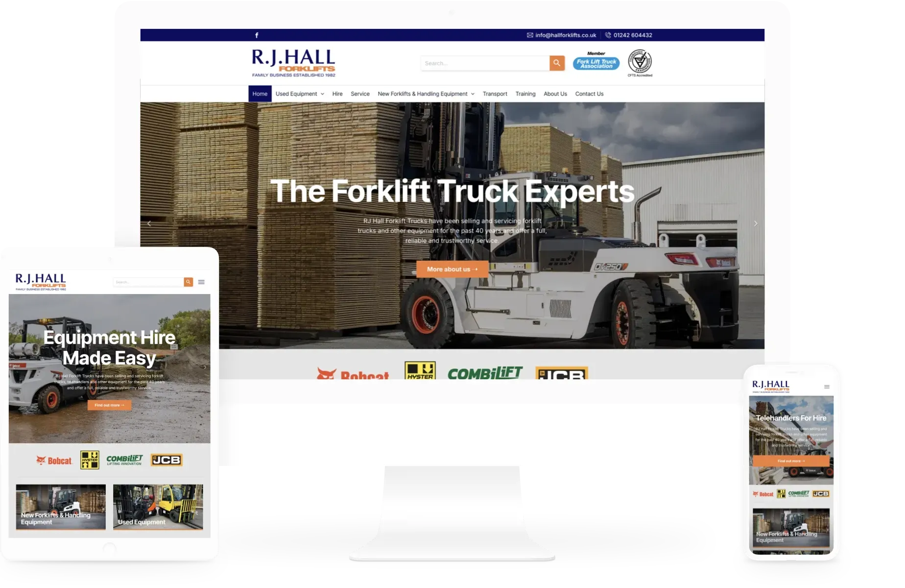 RJ Hall Forklift Trucks Ltd Portfolio page. Web Design by Cotswold Web Cheltenham