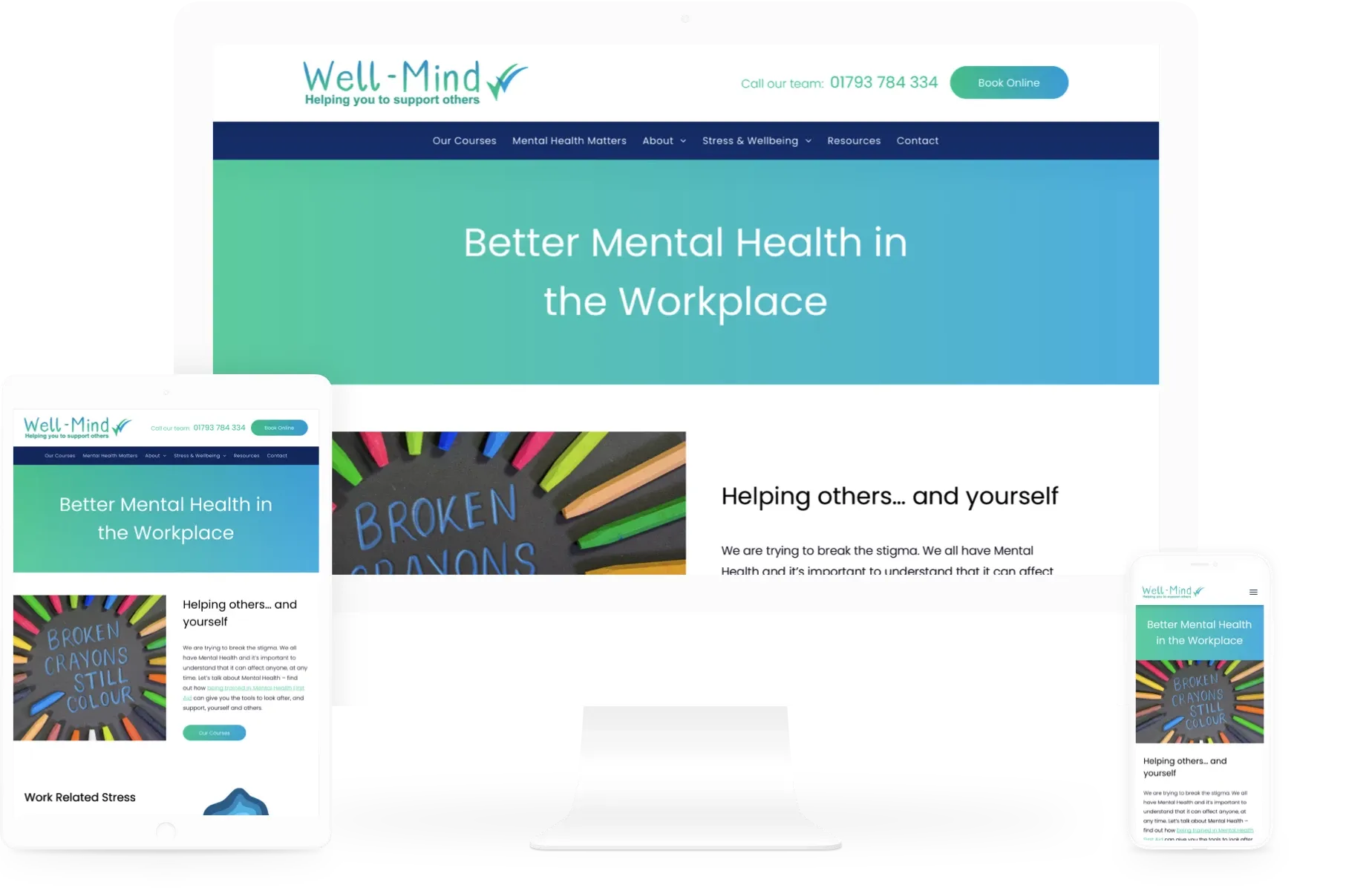 Well Mind Portfolio Page. Web Design by Cotswold Web Cheltenham