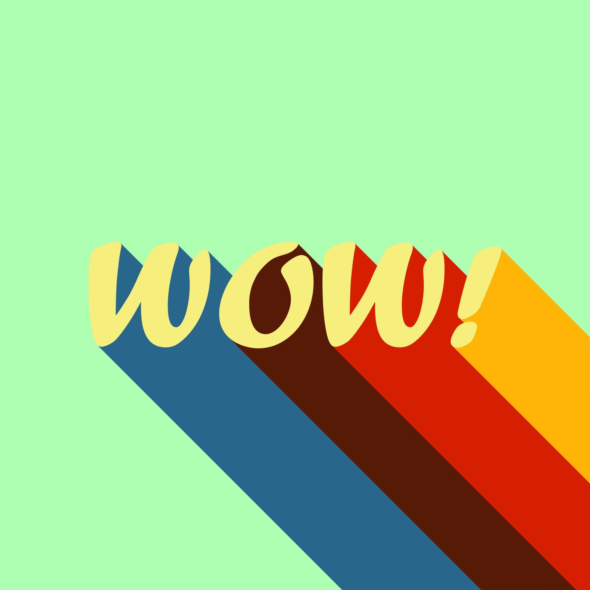 The word wow is on a green background