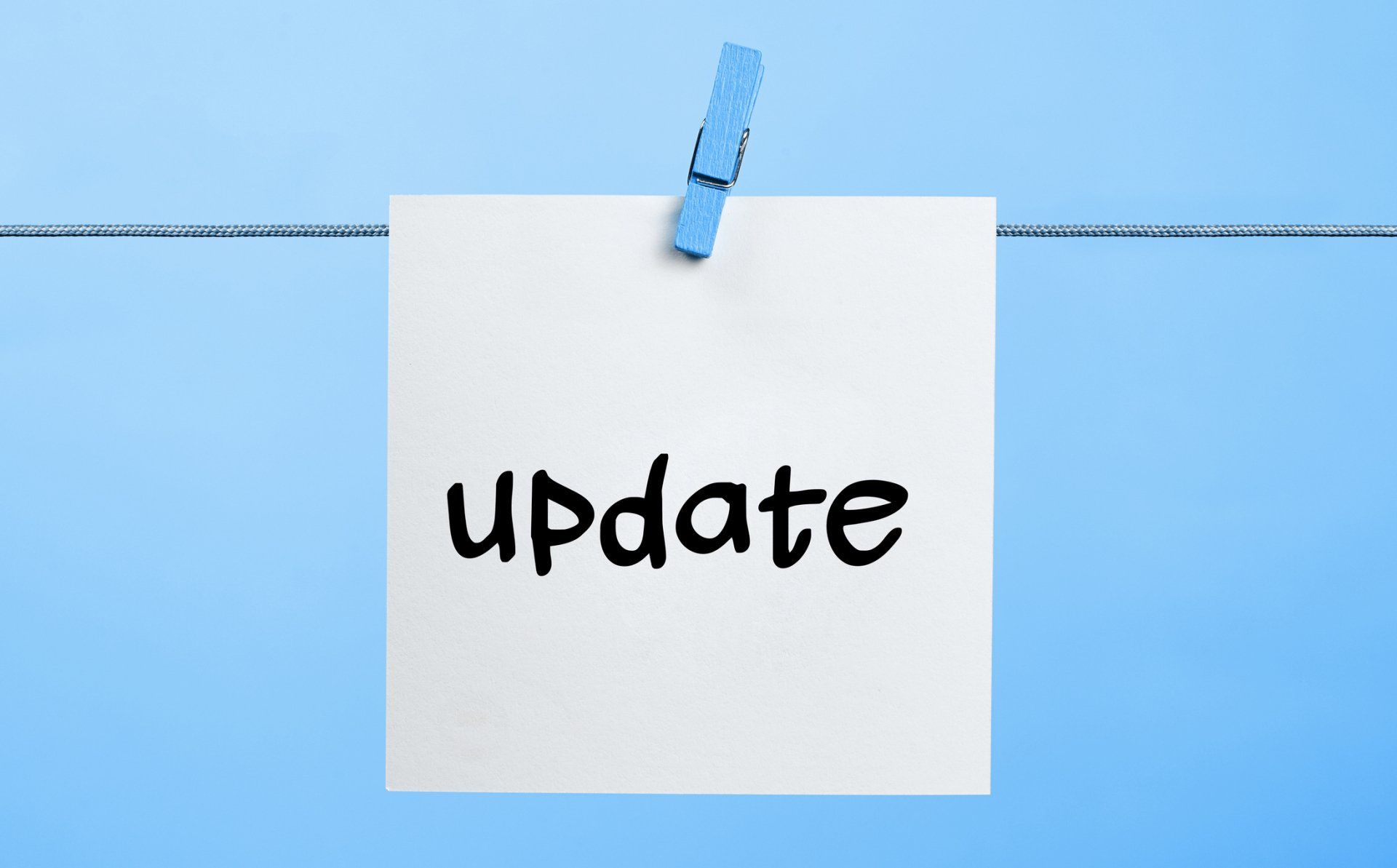 A piece of paper with the word update written on it