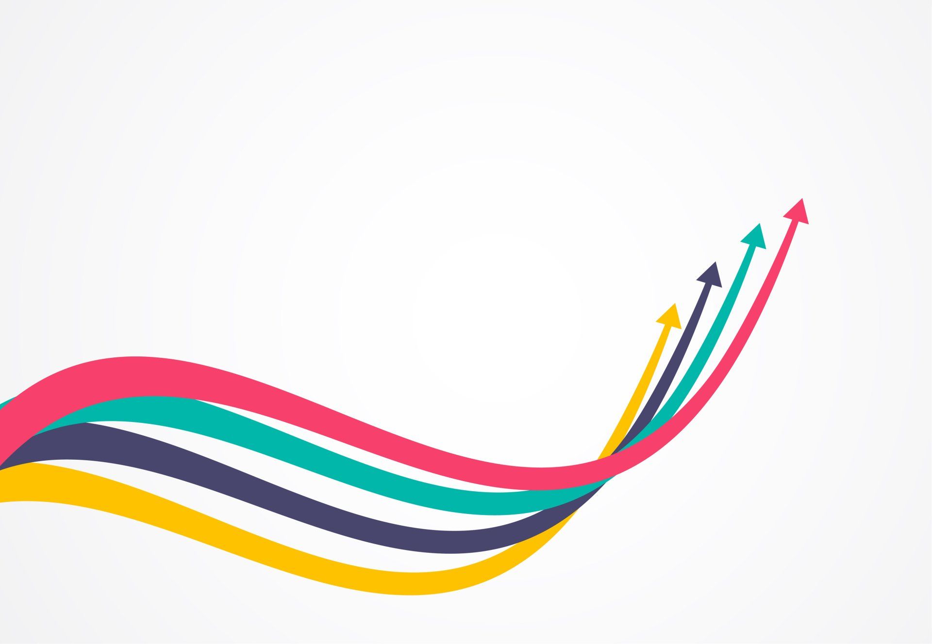 A bunch of colorful arrows pointing up on a white background