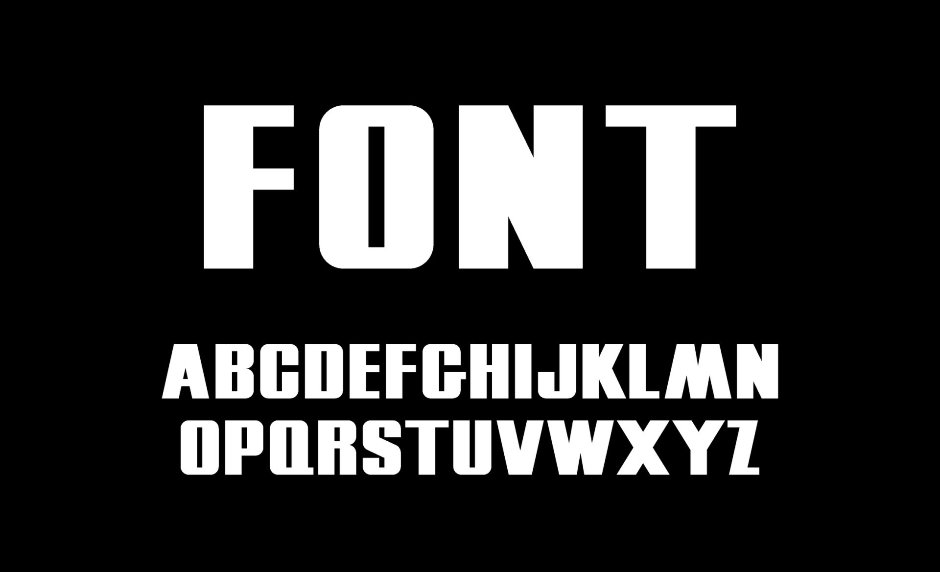 A white font with the letters of the alphabet on a black background.