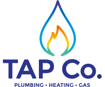 A logo for tap co. plumbing heating and gas